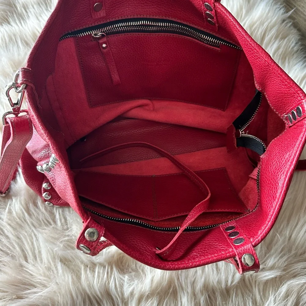 Genuine Leather Gorgeous Italian Red Studded Bag. Purchased in Venice, Italy - Picture 3 of 8